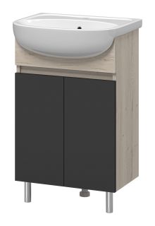 Напольная тумба под раковину Misty Поло 50см антрацит/дуб Галифакс белый